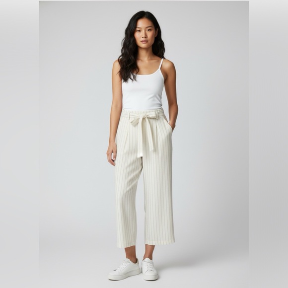 PAIGE Pants - Host Pick! 💕🎊 🌸 Paige Cream Linen Blend, Metallic Pinstripe Belted Women's Pants